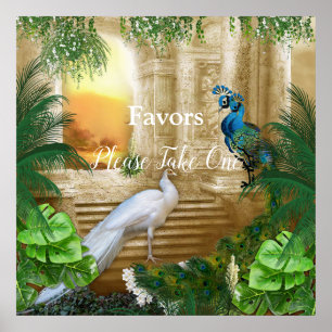 Póster Sueños del templo real del pavo real de oro