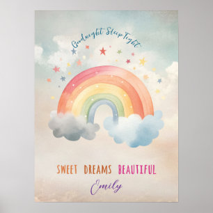 Póster sueños dulces niños arco iris poster de crianza