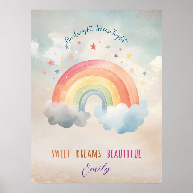 Póster sueños dulces niños arco iris poster de crianza (Frente)