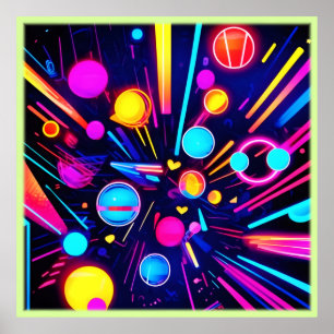 Póster Sueños Neon - Formas y colores psicodélicos