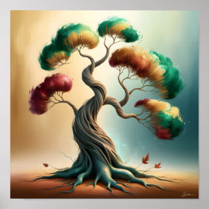 Póster Sueños retorcidos: un viaje colorido de Bonsai