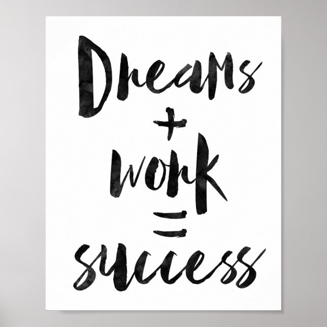 Póster Sueños + Trabajo = Éxito (Frente)