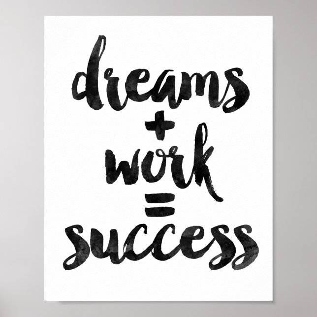 Póster Sueños + Trabajo = Éxito (Frente)