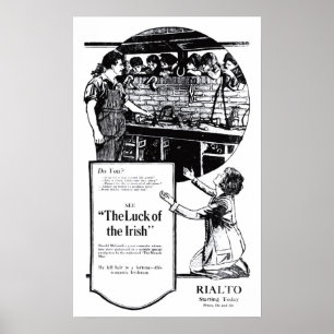 Póster "Suerte" del poster irlandés 1920 del anuncio de
