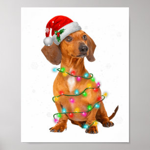 Póster Suéter de Navidad de árbol de perros Dachshund Reg