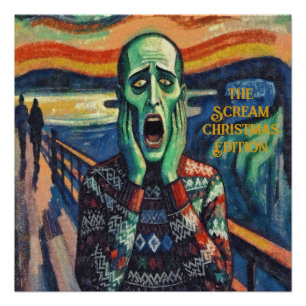 Póster Suéter de Navidad - Edvard Munch con Estrés de Dic