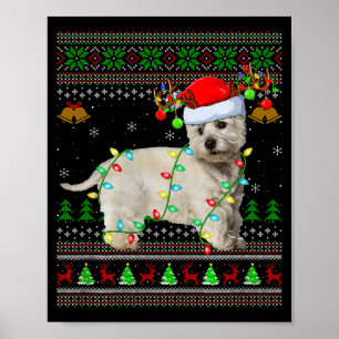 Póster Suéter de Navidad feo del perro Westie West Highla