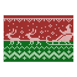 Póster Suéter fea Santa Claus trineo y renos
