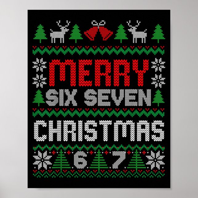 Póster Suéter feo de Navidad 67 Seis Siete 6 7 Meme Diver (Frente)