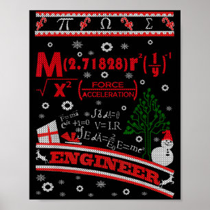 Póster Suéter feo de Navidad de ingeniero - Camiseta de i