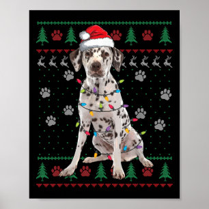 Póster Suéter feo de Navidad de perros dálmatas de Santa