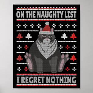 Póster Suéter Feo de Navidad Gato Travieso No Me Arrepien
