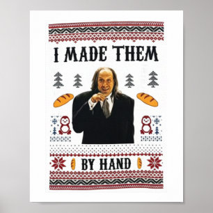 Póster Suéter feo del meme del pan “Lo hice a mano”