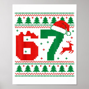 Póster Suéter feo divertido 67 meme 6 7 Navidad niños hom