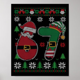 Póster Suéter Feo Divertido 67 Meme 6 7 Para Navidad Niño