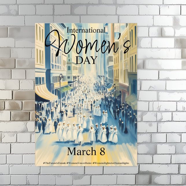 Póster Sufergette del Día Internacional de la Mujer (International Women's Day Vintage Suffergette Poster. March 8.)