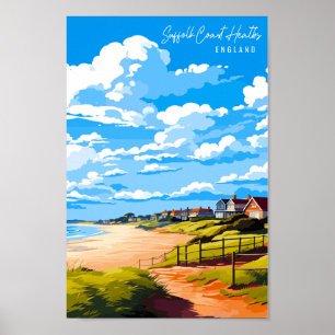 Póster Suffolk Coast Heats Inglaterra lugar de viaje vint