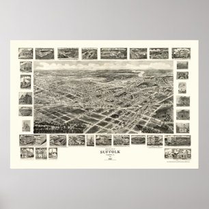 Póster Suffolk, VA Panoramic Map - 1907