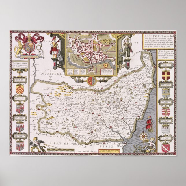 Póster Suffolk y la situación de Ipswich (Frente)