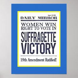 Póster Suffragette Victory Headlines August 1920