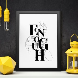 Póster SUFICIENTE Tipografía Moderna Blanco Negro Gráfico