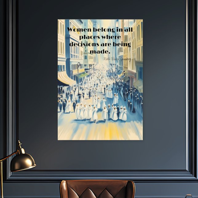 Póster Sufrimiento femenino de Ruth Bader Ginsberg (Ruth Bader Ginsberg Suffergette Watercolor Feminism Poster.)