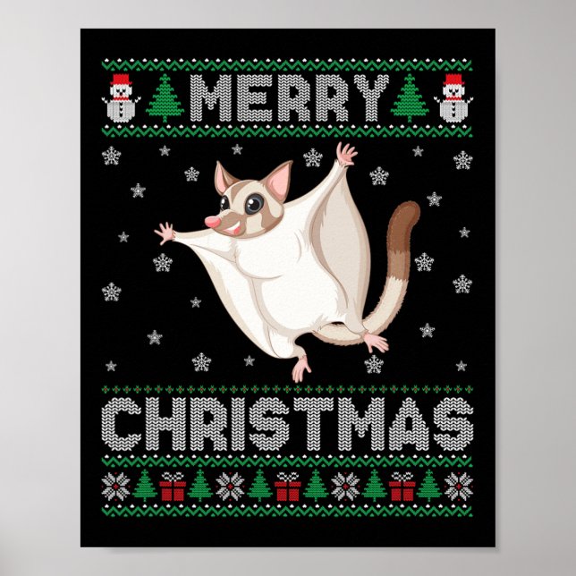 Póster Sugar Glider Animal Men Mujeres Niñas Navidades fe (Frente)
