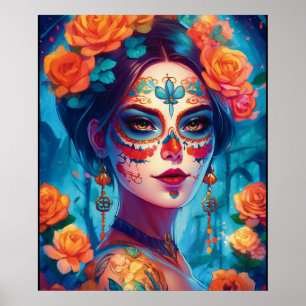 Póster Sugar Skull Art - Mystique Rosas