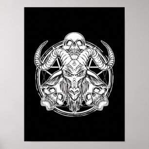 Póster Sugar Skull Baphomet Goat Gift