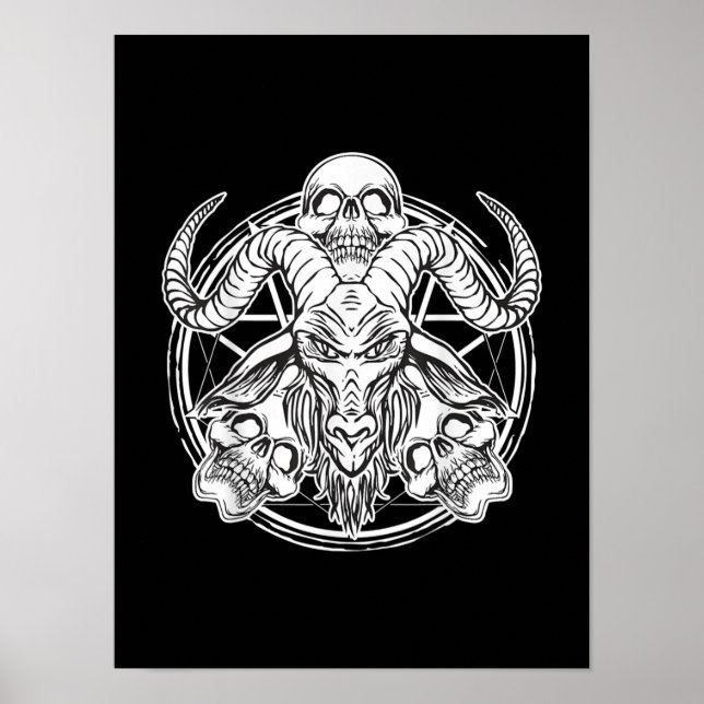 Póster Sugar Skull Baphomet Goat Gift (Frente)