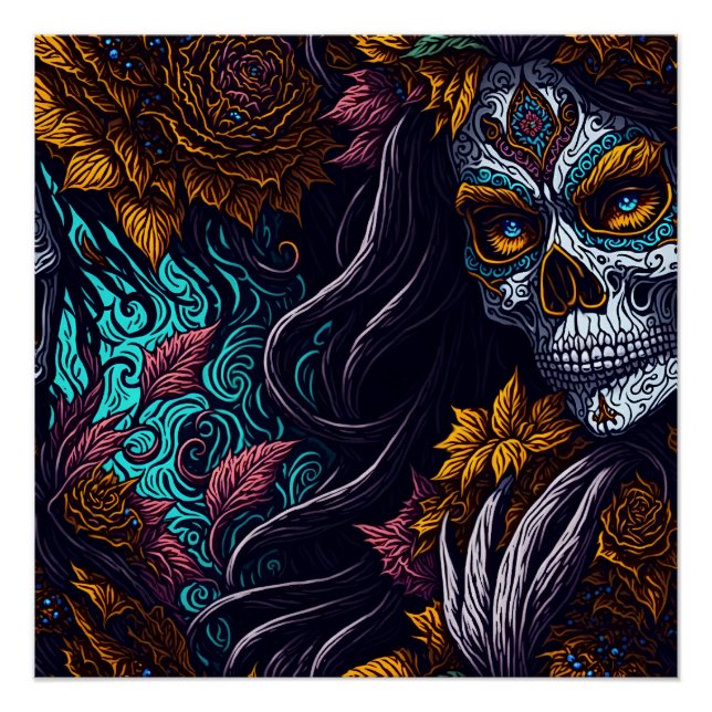Póster Sugar Skull Catrina (Anverso)