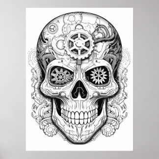 Póster Sugar Skull Drawing Art for Kids + Adults Poster