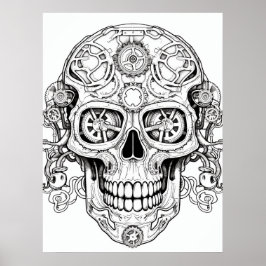 Póster Sugar Skull Drawing Art for Kids + Adults Wall