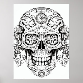 Póster Sugar Skull Drawing Art for Kids + Adults Wall