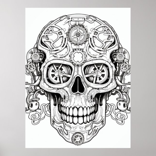 Póster Sugar Skull Drawing Art for Kids + Adults Wall (Frente)