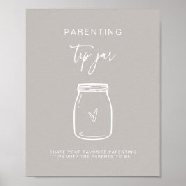 Póster Sugerencia para padres Jar Rótulo Baby Shower Deco