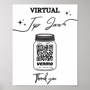 Póster Sugerencia virtual Jar QR Code Tip Your Bartender