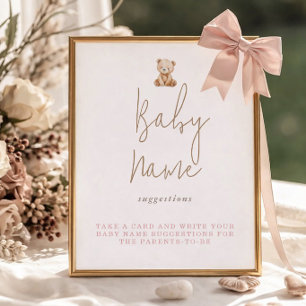 Póster Sugerencias de nombres para baby shower minimalist