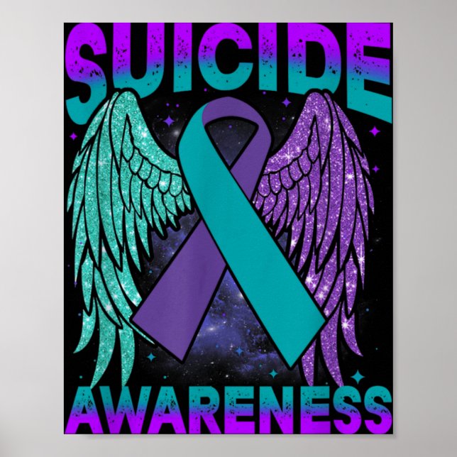 Póster Suicide Awareness Clothing Wings Ribbon Suicide Pr (Frente)
