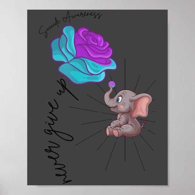 Póster Suicide Awareness Flower Elephant Ribbon Graphic  (Frente)