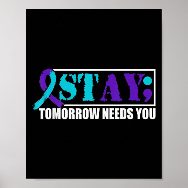 Póster Suicide Awareness Mental Health Tomorrow Semicolon (Frente)