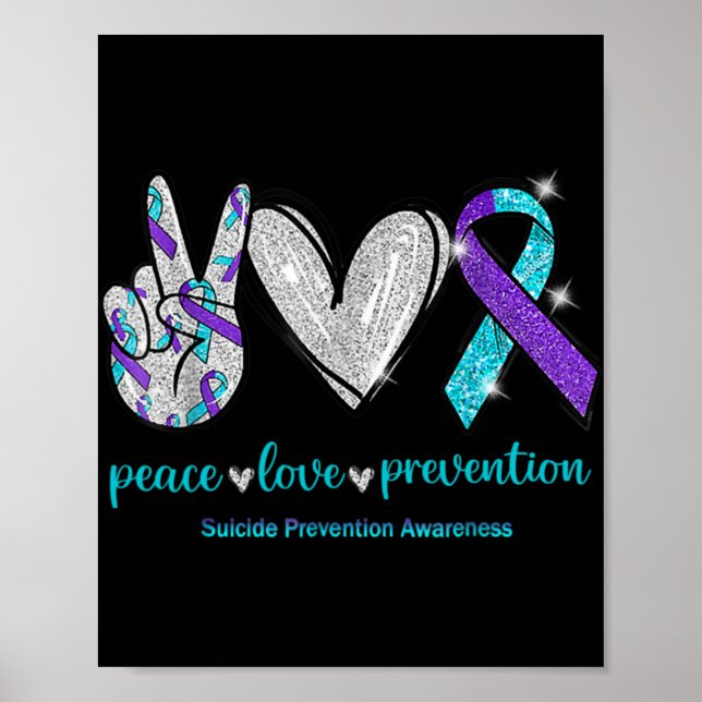 Póster Suicide Awareness Peace Love Prevention 1  (Frente)