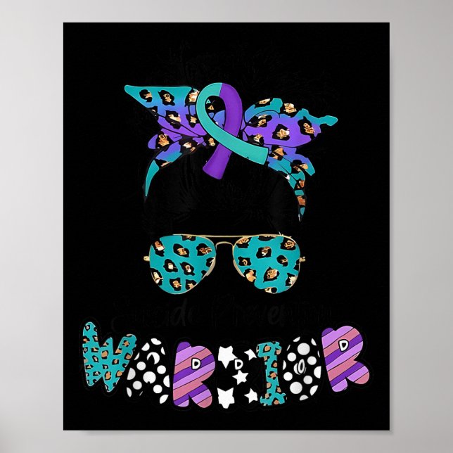 Póster Suicide Awareness Shirt Messy Bun Hair Suicide Pre (Frente)