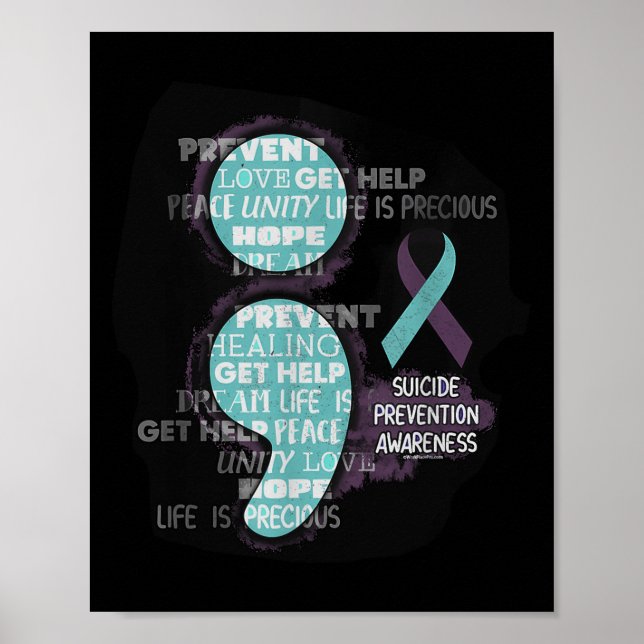 Póster Suicide Awareness Shirt Suicide Prevention Semicol (Frente)