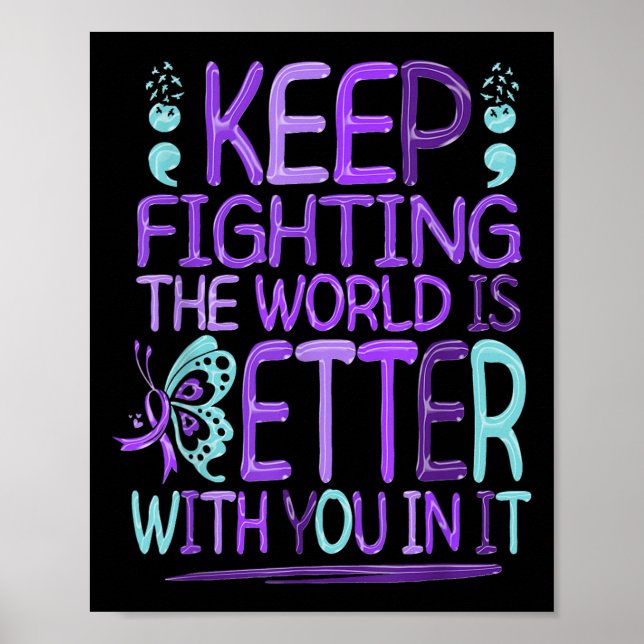 Póster Suicide Awareness Suicide Prevention Suprt Survivo (Frente)