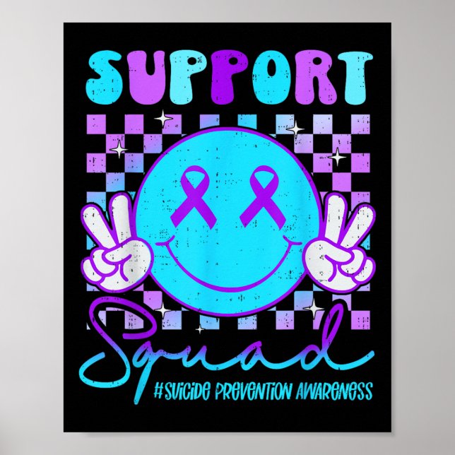 Póster Suicide Awareness Teal &amp; Purple Ribbon Suprt G (Frente)