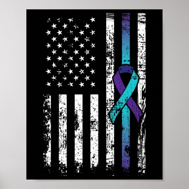 Póster Suicide Depression American Flag Prevention Awaren (Frente)