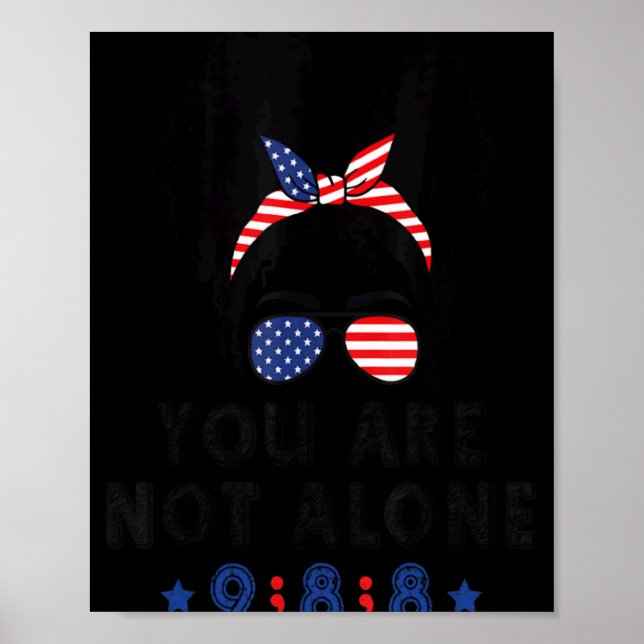 Póster Suicide Prevention 988 Comma Messy Bun With Usa Fl (Frente)