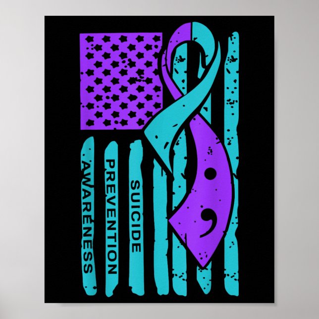 Póster Suicide Prevention Awareness American Flag Semicol (Frente)