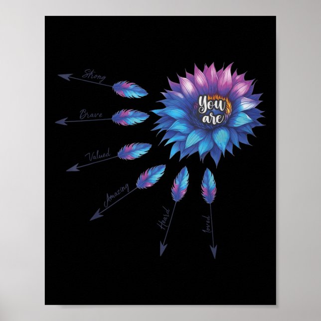 Póster Suicide Prevention Awareness Sunflower You Are 988 (Frente)